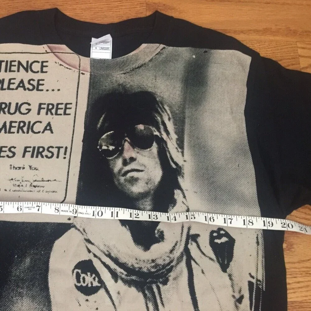 VINTAGE KEITH RICHARDS 70s ROLLING STONES TOUR PHOTO DRUG FREE AMERICA T SHIRT L
